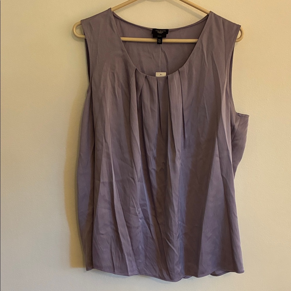 Talbots Pleat-Front Sleeveless Silk Blouse in Lavender, NWT